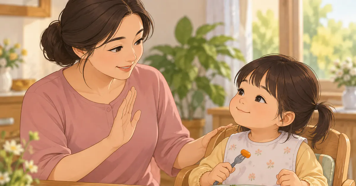 Cha mẹ nhẹ nhàng kết thúc bữa ăn đúng lúc và không gây áp lực cho trẻ