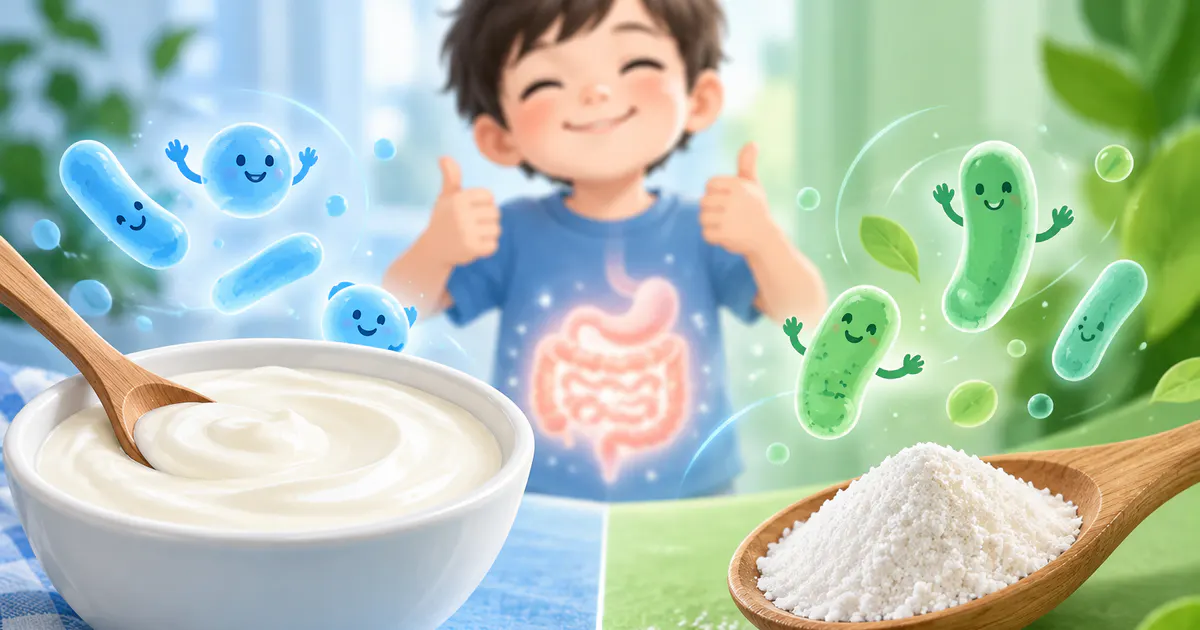 Minh họa sự khác nhau giữa sữa chua và men vi sinh bổ sung
