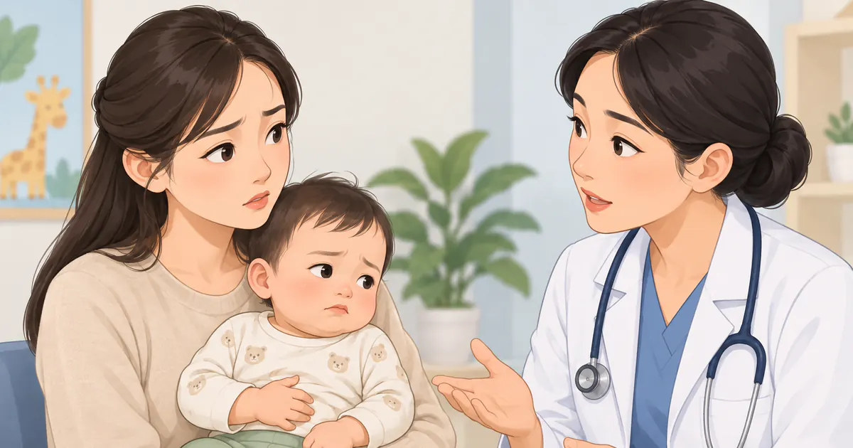 Cha mẹ trao đổi với nhân viên y tế khi trẻ táo bón có dấu hiệu bất thường