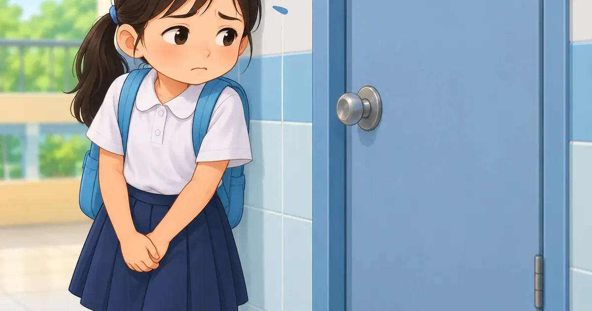 Trẻ ngần ngại trước cửa nhà vệ sinh ở trường vì thiếu thoải mái