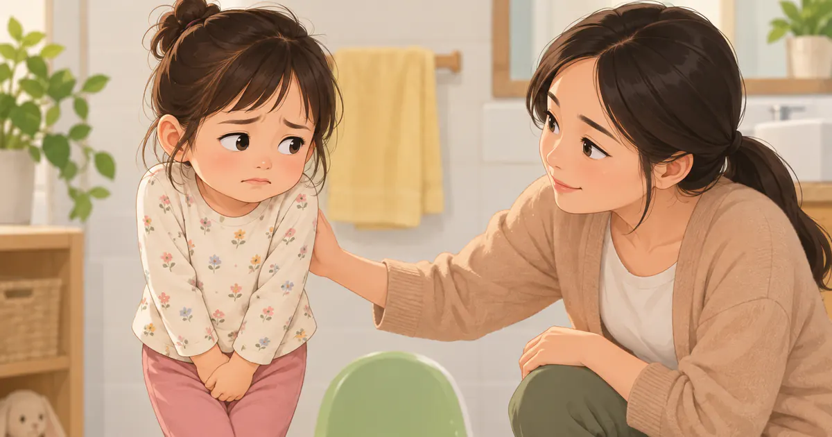 Trẻ bắt chéo chân và căng thẳng vì sợ đại tiện khi táo bón