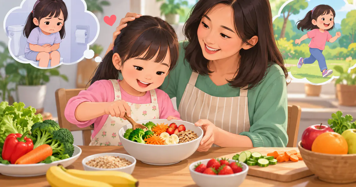 Cha mẹ cùng trẻ chuẩn bị thực phẩm giàu chất xơ phù hợp lứa tuổi