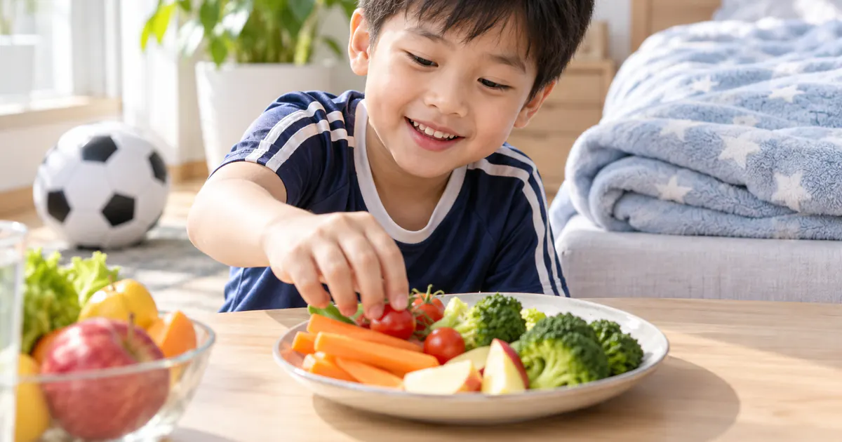 Trẻ phối hợp vận động, ăn uống cân đối và nghỉ ngơi để phát triển