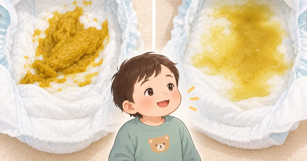 Minh họa phân biệt phân mềm sinh lý và phân lỏng nhiều nước ở trẻ