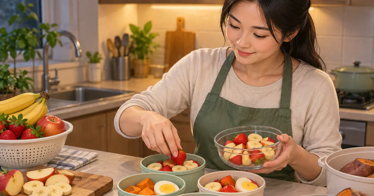 Phụ huynh chuẩn bị trước nguyên liệu cho bữa sáng của trẻ