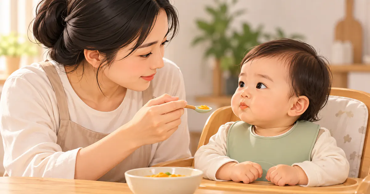 Người chăm sóc quan sát phản ứng của trẻ sau khi thử món mới