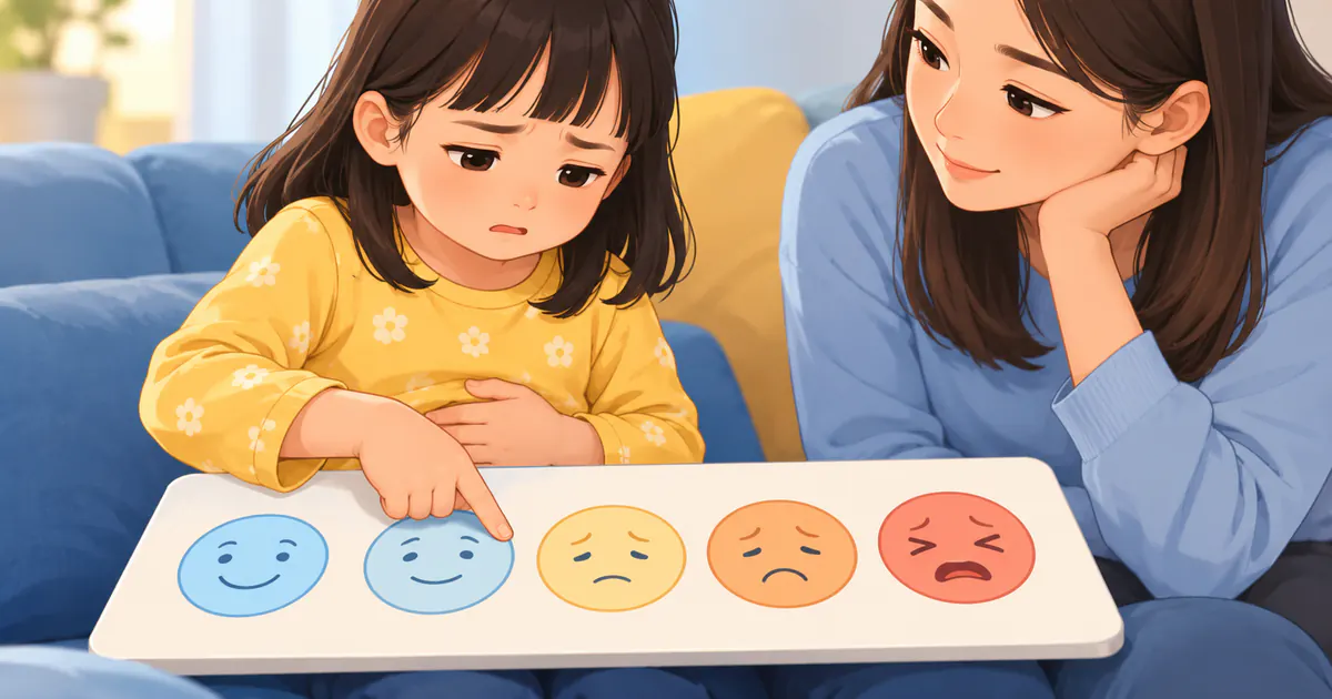 Trẻ chọn khuôn mặt thể hiện mức độ đau bụng phù hợp với cảm giác