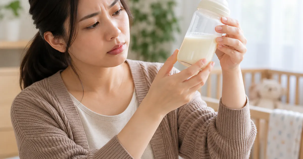 Người chăm sóc kiểm tra bình sữa trước cữ bú của trẻ