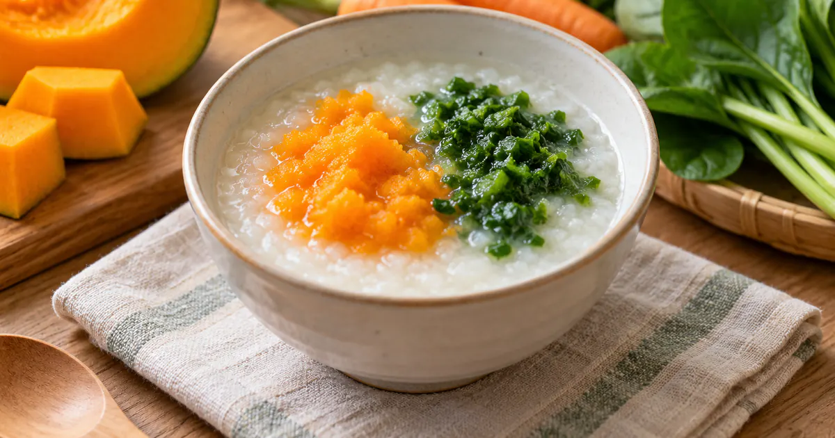 Cách phối hợp rau củ trong cháo ăn dặm với rau xanh và củ quả nhiều màu