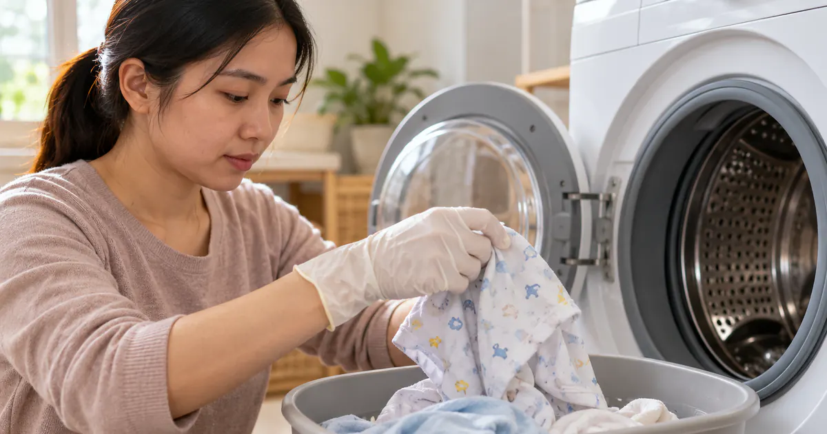 Cha mẹ thực hiện cách xử lý quần áo và đồ dùng khi trẻ bị tiêu chảy
