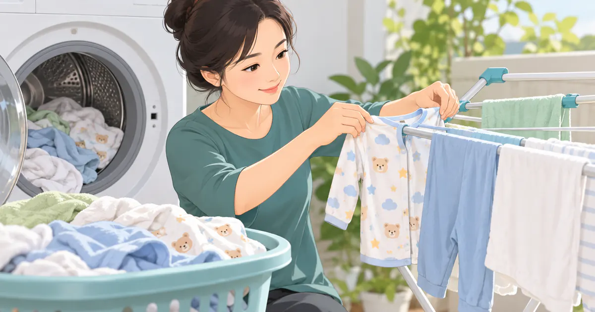 Quần áo của trẻ được giặt và làm khô hoàn toàn trước khi cất