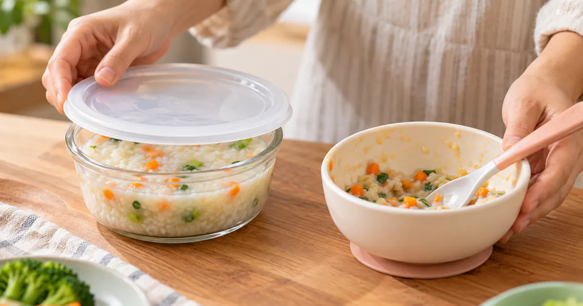 Cha mẹ thực hiện cách xử lý thức ăn thừa của trẻ để tránh nhiễm khuẩn bằng cách tách riêng hai phần