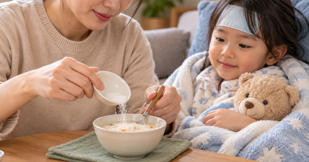 Cha mẹ pha men vi sinh đúng cách vào thức ăn nguội cho trẻ