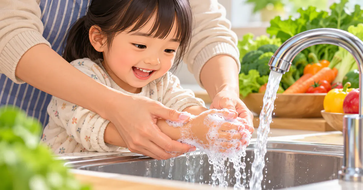 Trẻ được hướng dẫn rửa tay để bảo vệ sức khỏe đường ruột