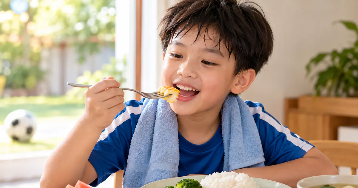 Bữa ăn cân đối đáp ứng nhu cầu năng lượng của trẻ khi vận động nhiều