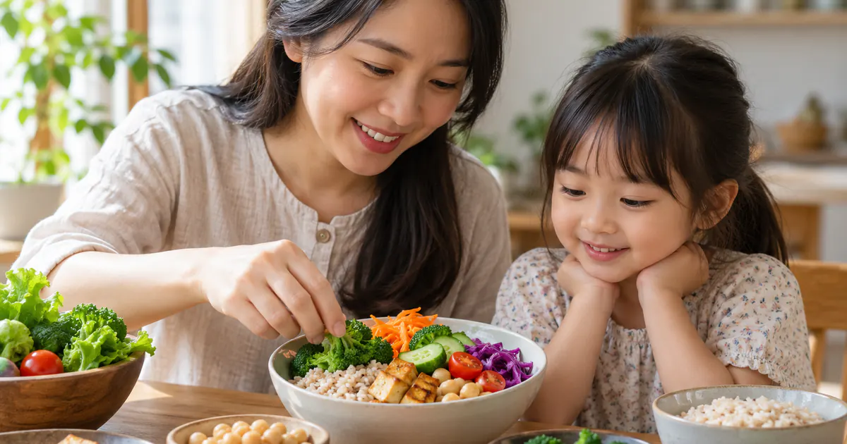 Cha mẹ chuẩn bị bữa ăn khi tìm hiểu trẻ ăn chay có nguy cơ thiếu chất gì
