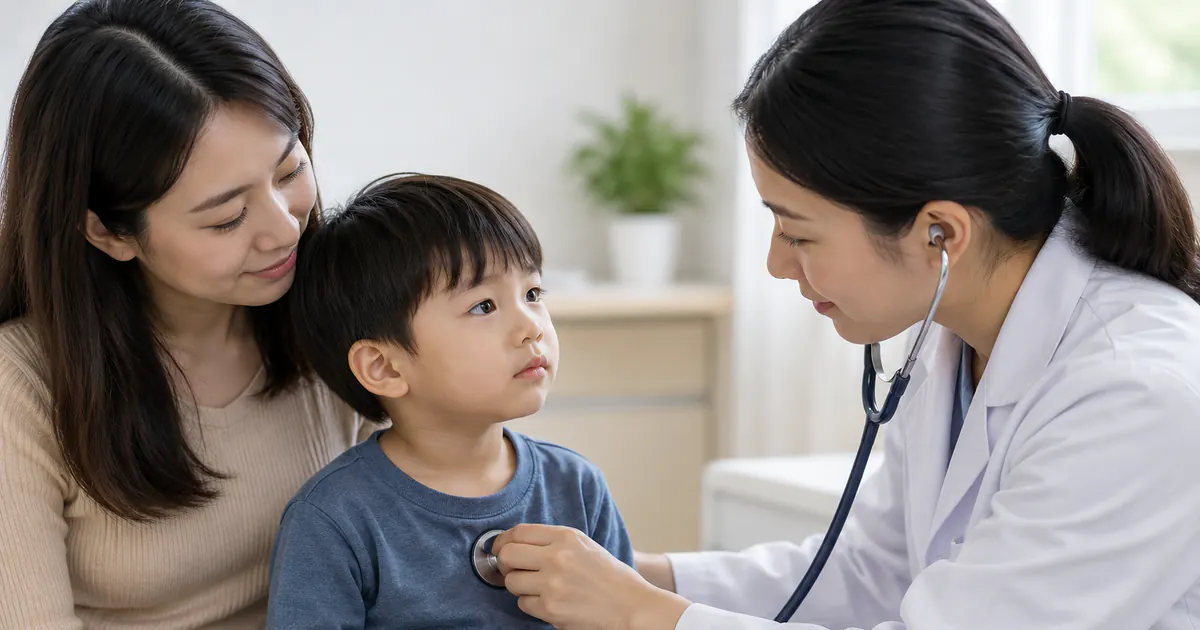 Bác sĩ khám tổng quát cho trẻ chậm tăng trưởng dù ăn đủ bữa