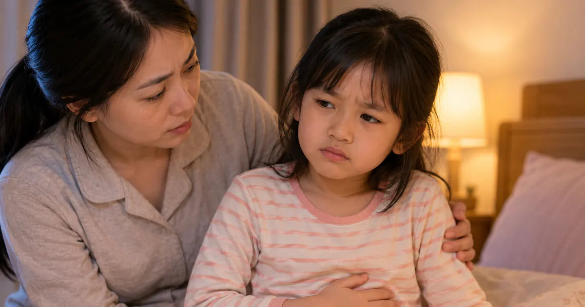 Cha mẹ theo dõi dấu hiệu đầy bụng và khó chịu của trẻ sau bữa tối