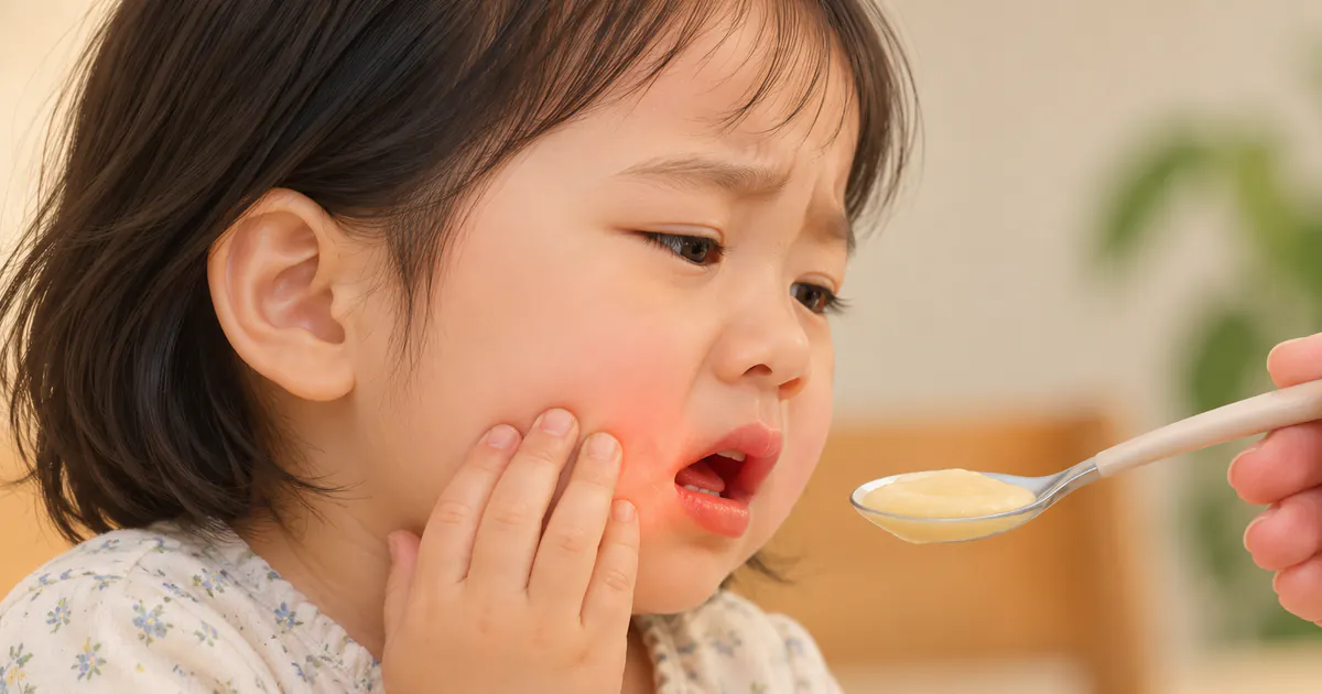 Trẻ khó chịu khi nuốt do niêm mạc miệng đau rát