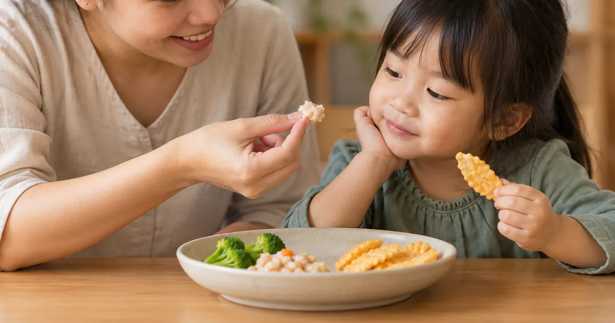 Bữa ăn bình tĩnh với món quen và một phần nhỏ món mới cho trẻ