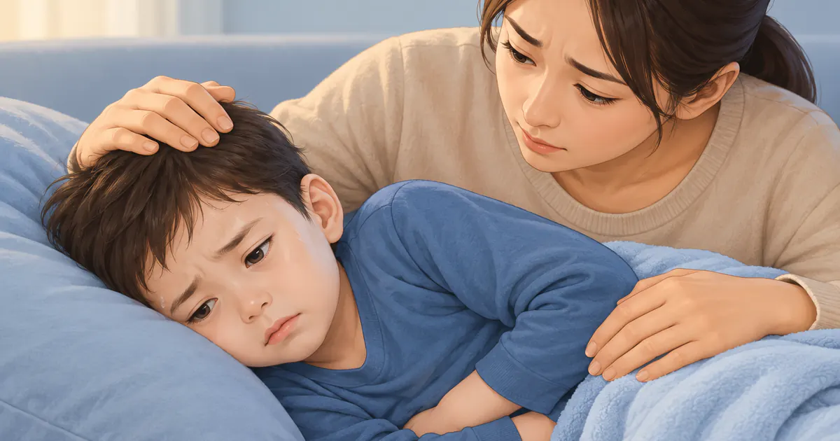 Trẻ nằm nghiêng nghỉ ngơi khi chờ được nhân viên y tế đánh giá