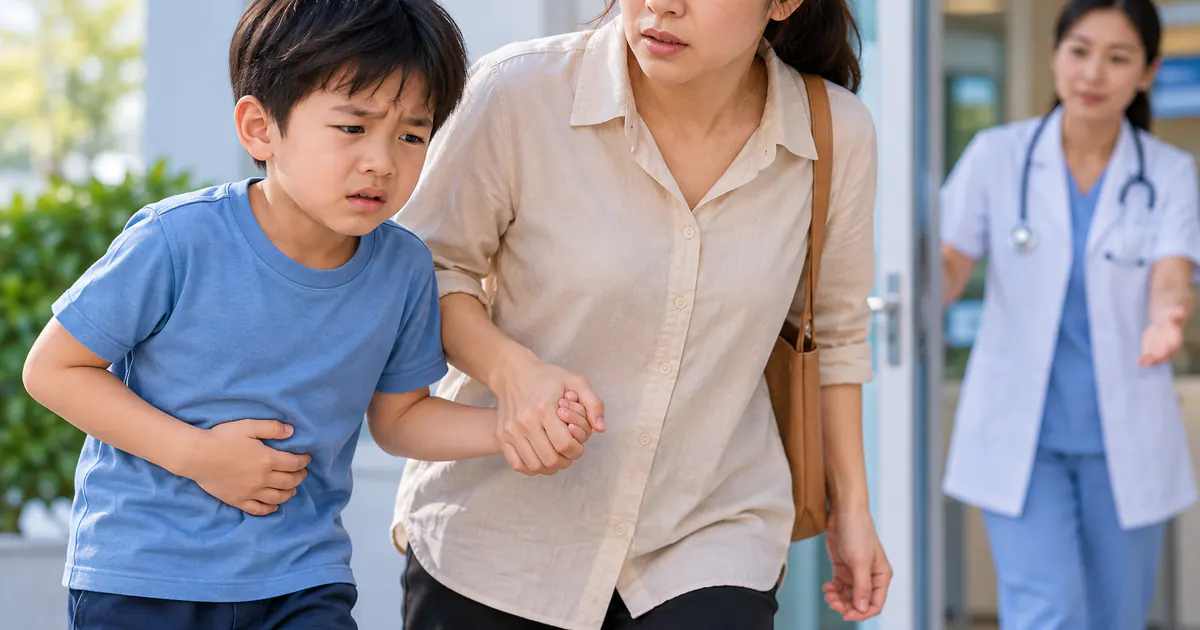 Cha mẹ đưa trẻ đi khám khi đau bụng kèm dấu hiệu cảnh báo