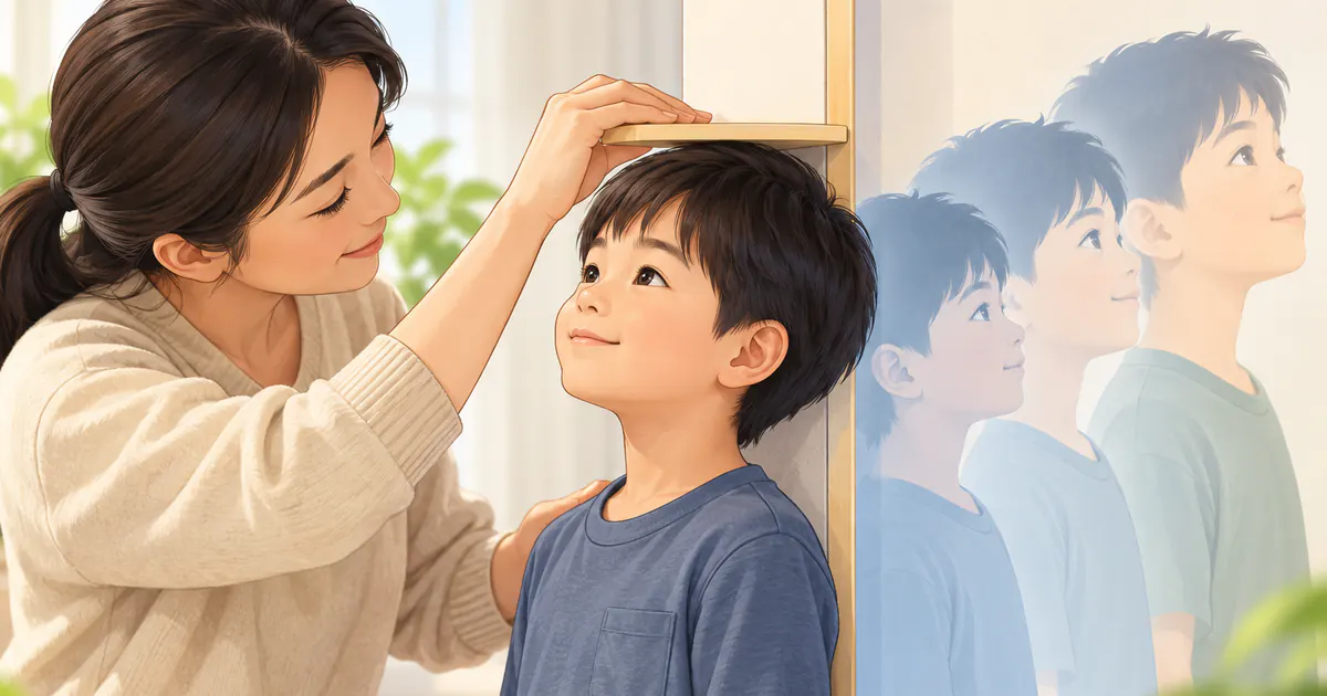 Cha mẹ đo chiều cao để theo dõi xu hướng tăng trưởng của trẻ
