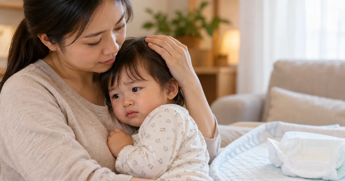 Mẹ chăm sóc trẻ táo bón phân dính bỉm xử lý thế nào an toàn