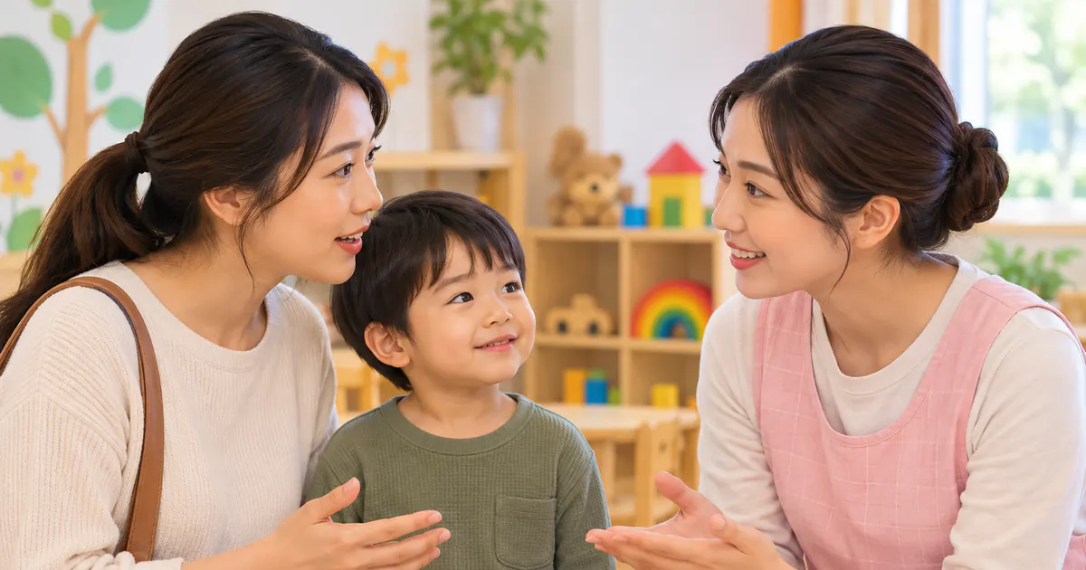 Phụ huynh trao đổi với giáo viên về thói quen đi tiêu của trẻ