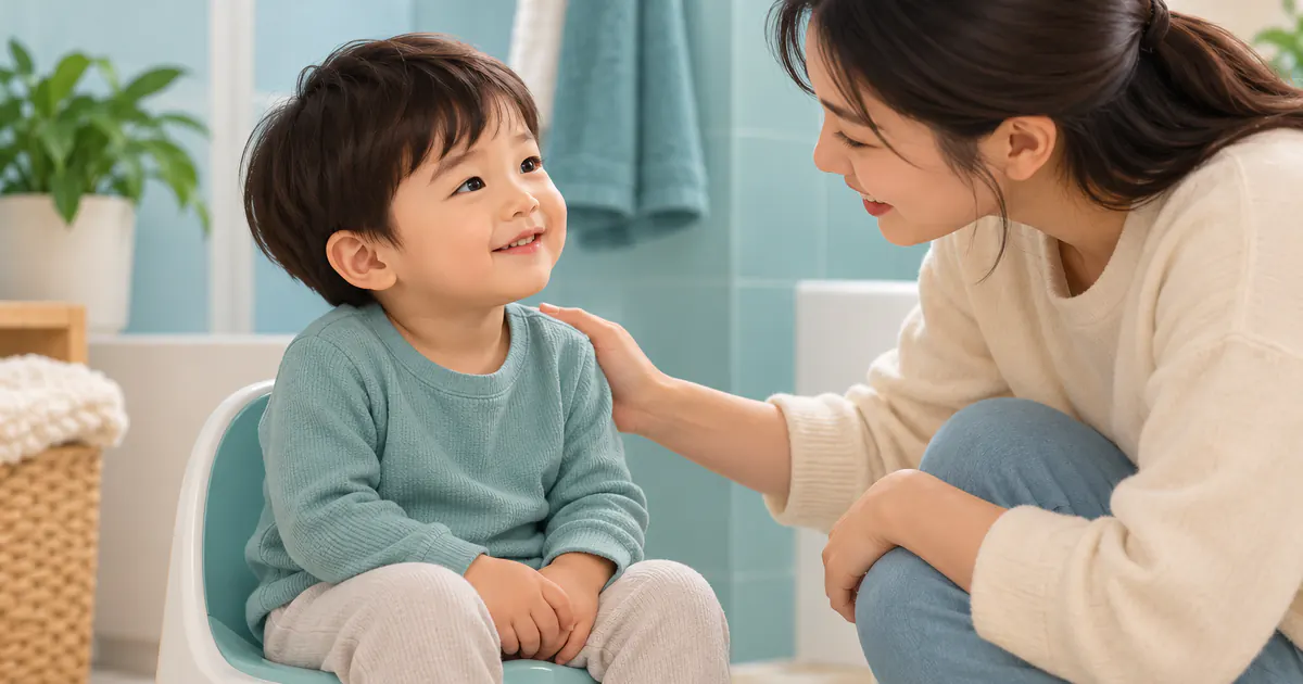 Trẻ ngồi bô an toàn với thói quen đi vệ sinh không áp lực