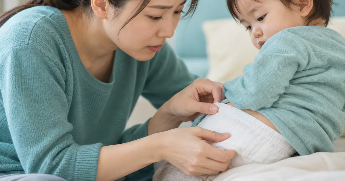 Mẹ theo dõi thay đổi đi ngoài của trẻ bị tiêu chảy
