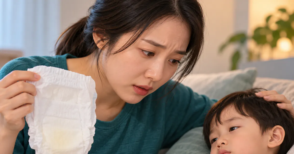 Người chăm sóc kiểm tra tã để theo dõi tiểu tiện và nguy cơ mất nước